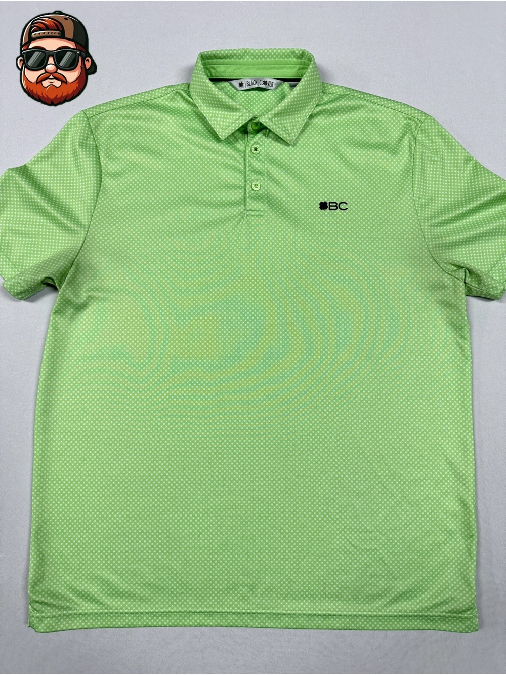 Black Clover Men’s Medium Green Performance Golf Polo Short Sleeve